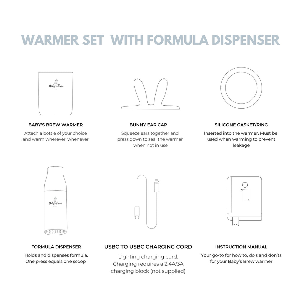 Portable Baby’S Brew Bottle Warmer + Dispenser Set – USB-C Rechargeable, Cordless Feeding On-The-Go